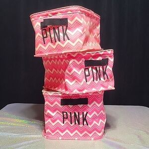 HTF RARE Pink Chevron Totes/ Bins/ Organizer/ Dorm